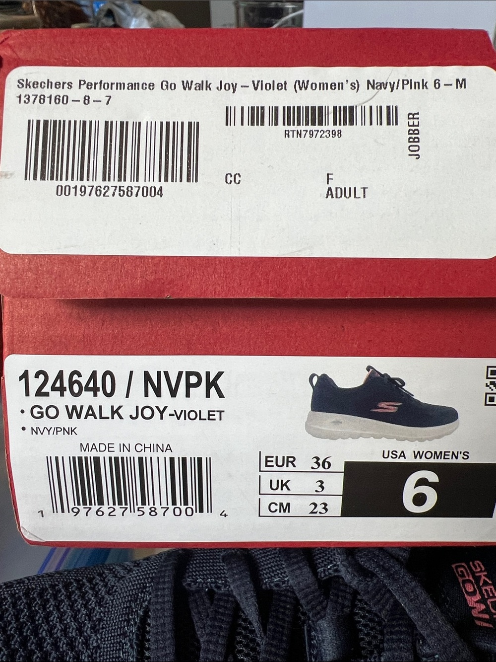 Skechers Navy & Pink Women's GOwalk Knit Lace-Up Walking Sneakers - Picture 8 of 8